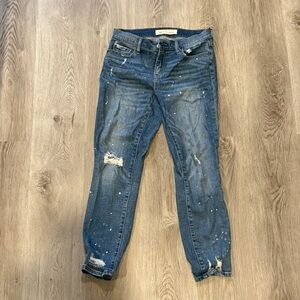 GAP Blue Ankle Cropped Jeans with Distressed Hem